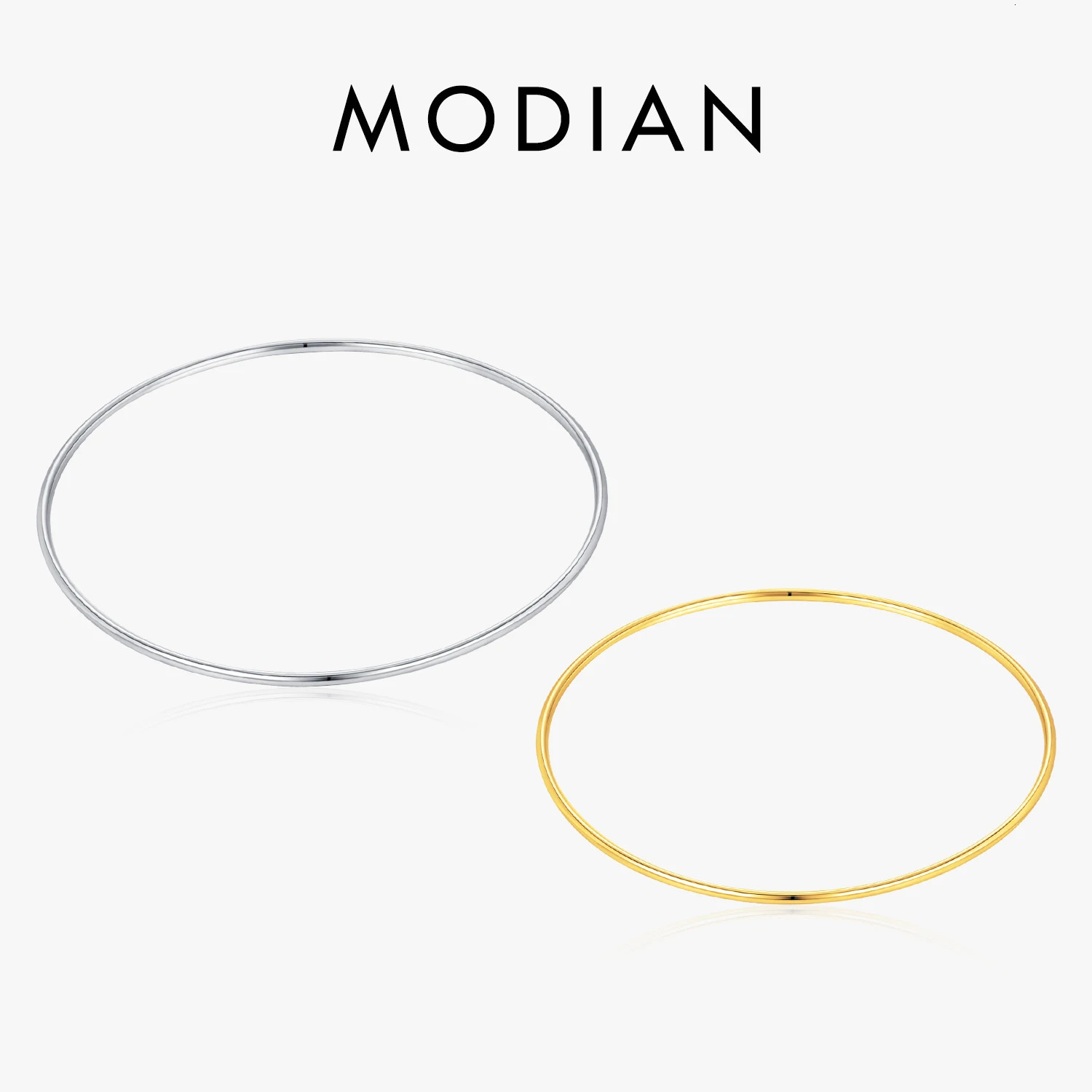 MODIAN Minimalist 925 Sterling Silver Smooth Stackable Bangle Platinum Plated Bracelets For Women Fine Jewelry 250716