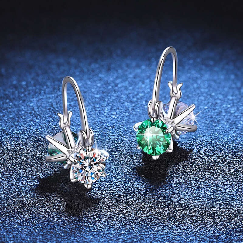 S Pure Sier Colorful Studs Unique Niche Design Moissanite Earrings 614