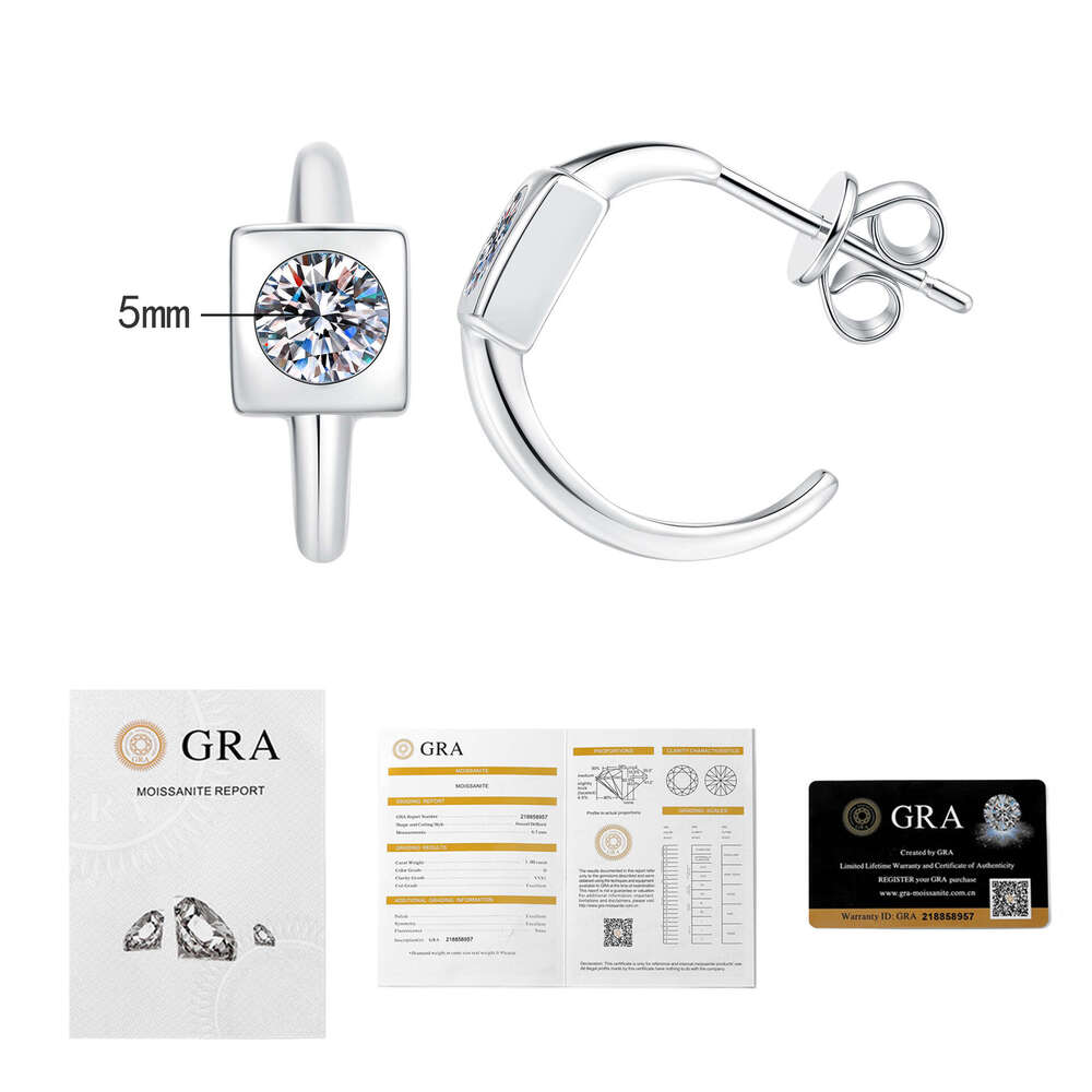 S Sterling Sier Design Sense Geometric Square D Color Moissanite Earrings for Women d3f