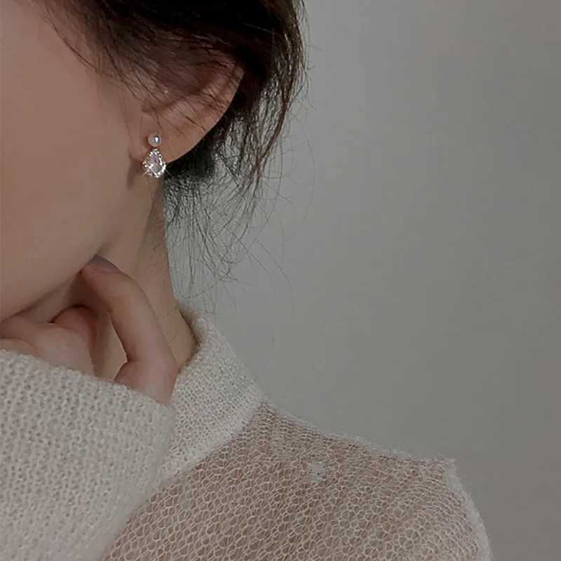 925 Sterling Silver 14K Gold Plated Pearl Stud Earrings Water Drop Shiny Zircon Morning Dew Earrings for Women Wedding Jewelry XJ250718