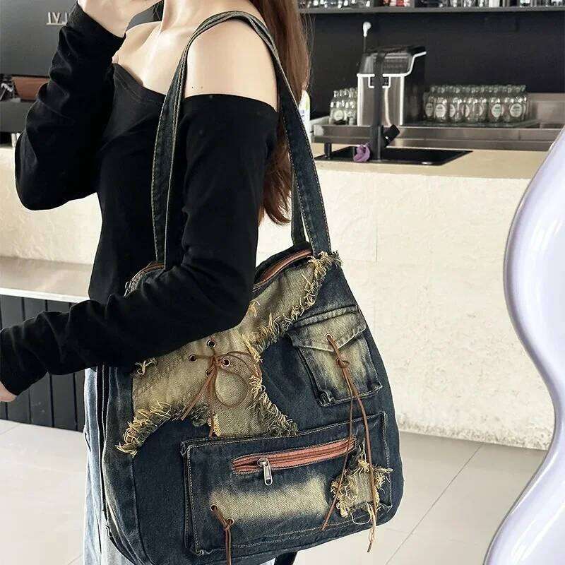 New Retro Denim Bags For Women Handbags Designer Ladies Large Capacity Fashion Shoulder Bag Sac A Main