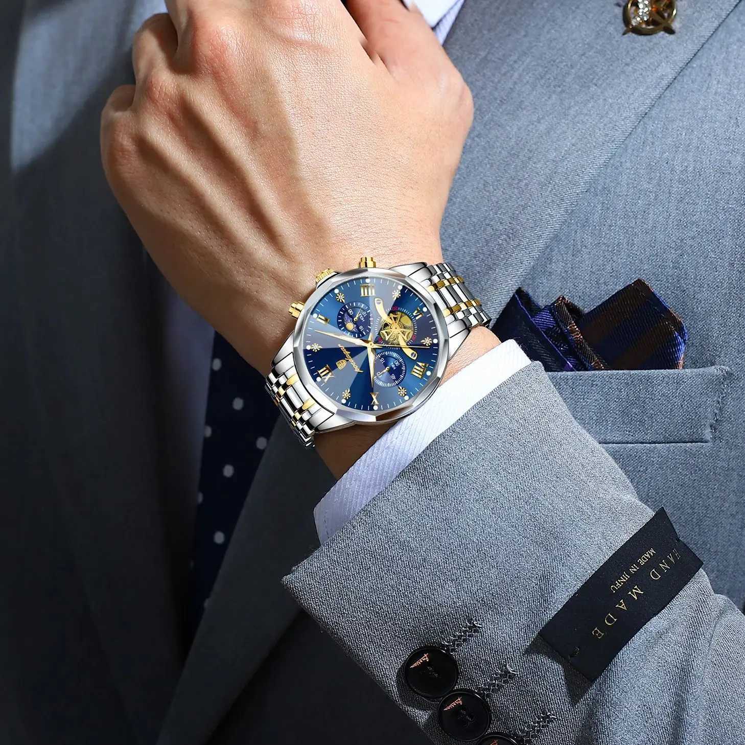 POEDAGAR Luxury Men Watch Top Original Waterproof Luminous Chronograph Mens Wristwatch Stainless Steel Quartz Mens Watches Reloj W250718