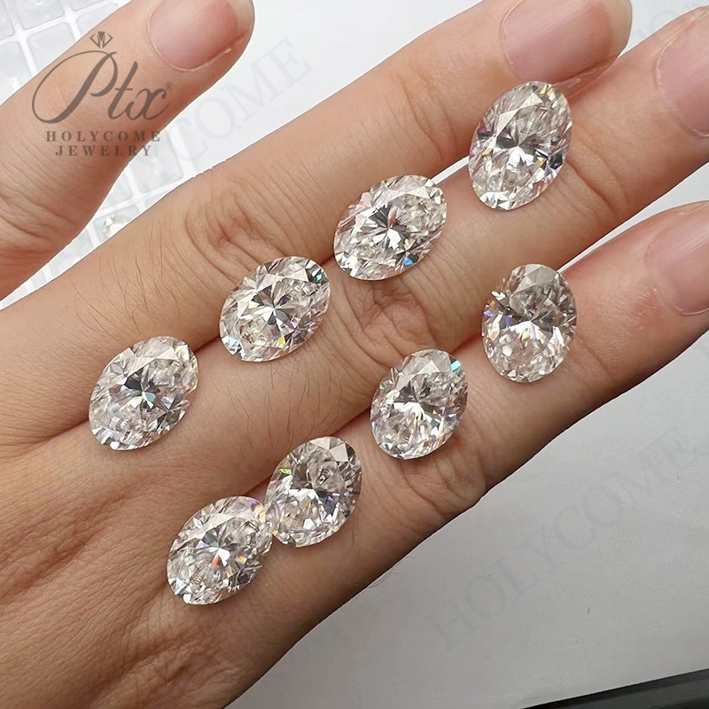 Size 2x4~11x16mm Oval Shape 3EX Cut White D Color Moissanite Synthetic Gems VVS1 Loose Moissanite Diamond for Jewelry Making
