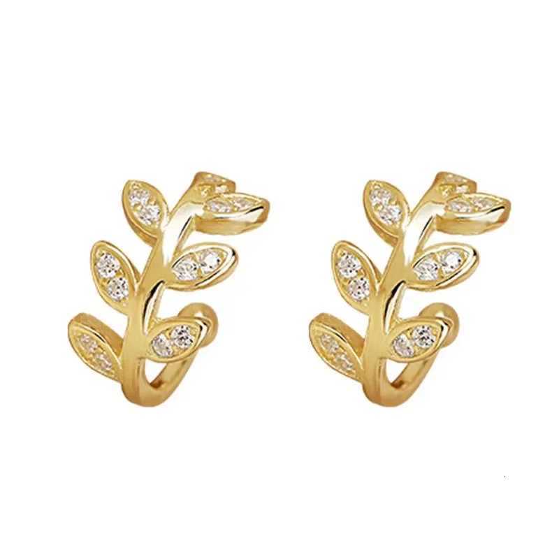 925 Sterling Silver Ear Cuff For Women Zircon Clip On Leaf Earrings Gold Earcuff Without Piercing Earrings Jewelry XJ250718