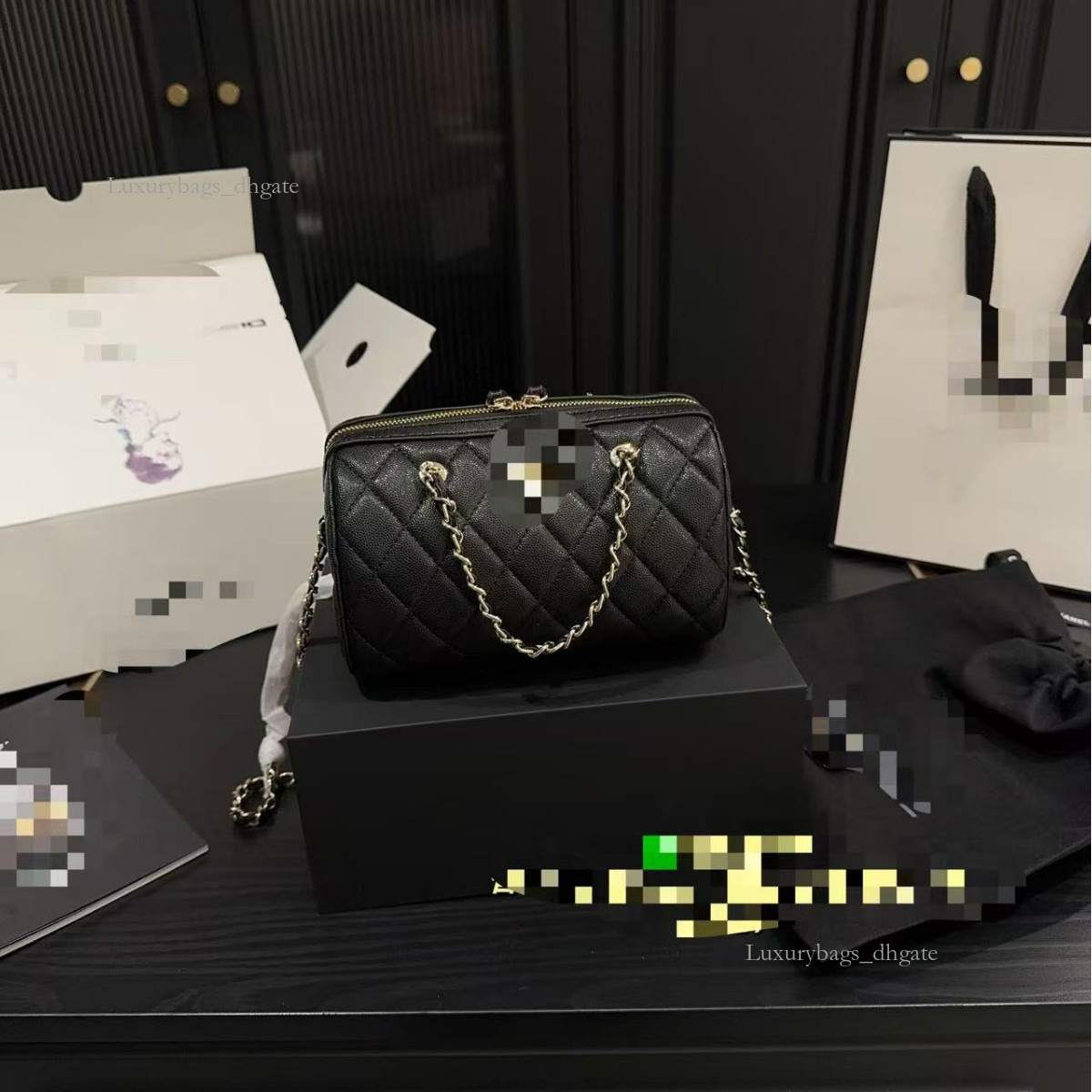 Luxury Bag New Style Inspired Black And White Designer Bag Panda Color Block Bowling Quilted Chain Handbag Shoulder Crossbody Bag