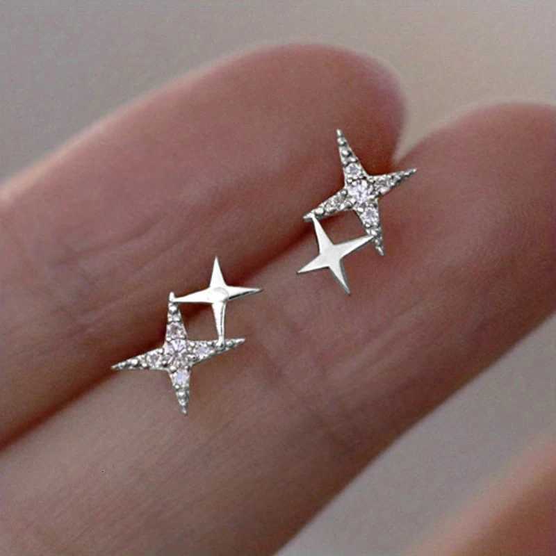 New Fashion Silver Color Stud Earrings Women Gift Banquet Asymmetry Cross Star Earrings Girls Jewelry Vintage Accessories Gifts XJ250718