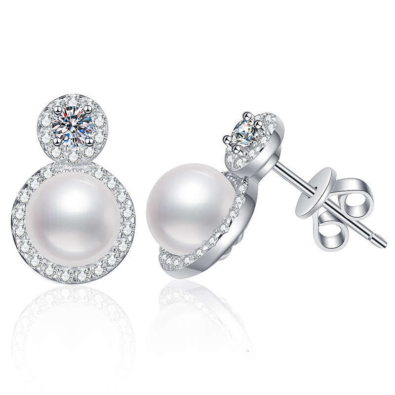 S Pure Sier for Women 20 Points Moissanite Princess Diana Style Round Freshwater Pearl Earrings Women's Jewelry 52c
