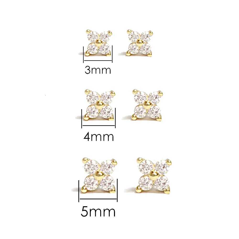 100% Authentic Stainless Steel Butterfly Stud Earrings for Women Cartilage Ear Ring Cute Zircon Gold Color Clover Jewelry Gift XJ250718