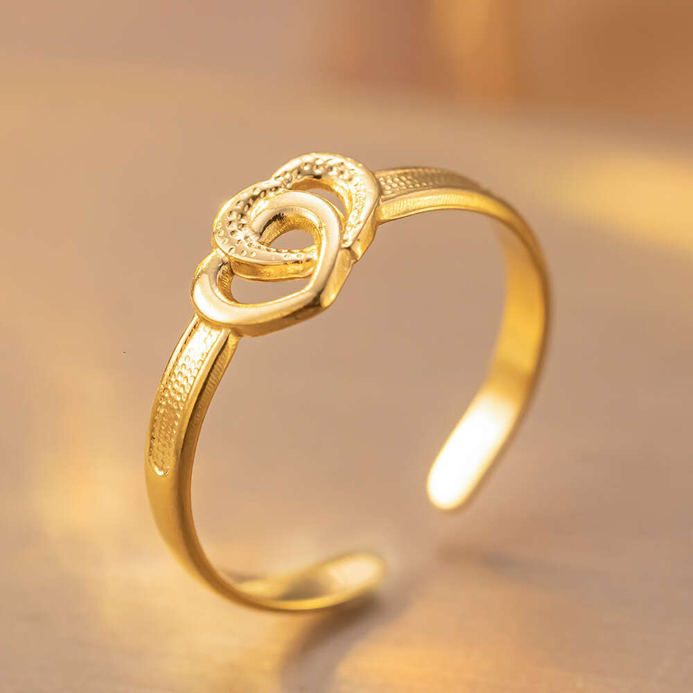 Trendy Irregular Geometric Stainless for Men and Women, Personalized Couple Heart Open Adjustable Titanium Steel Ring