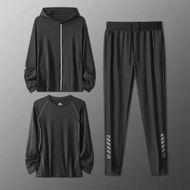 Quick Drying Sportswear Fitness Clothes Ice Silk T-shirt Men Short Sleeve Tracksuit Shorts Gym Sports Outfit 250716