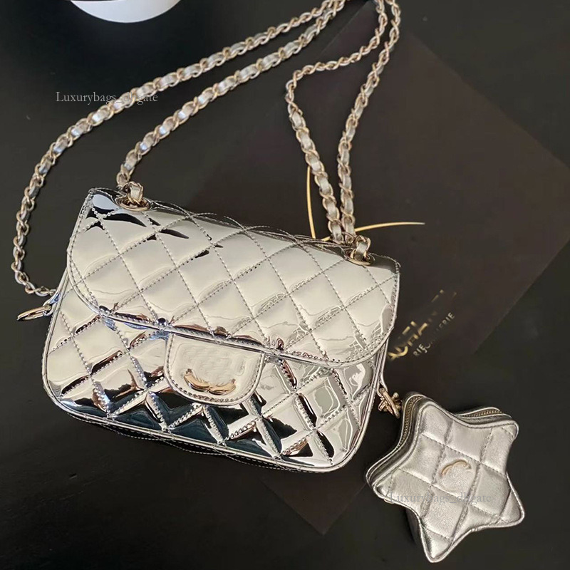 Trendy New Luxury Bag Silver Quilted Mirror Mother Daughter Shoulder Chain Designer Bag Crossbody Bag Small Style Metal