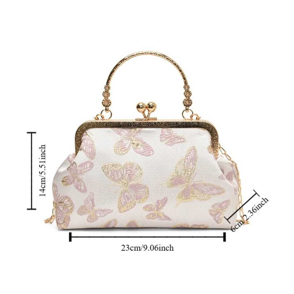 Butterfly Pattern Chinese Style Handbag Kiss Lock Wrist Bag Embroidery Crossbody Bag Shoulder Cheongsam Accessories