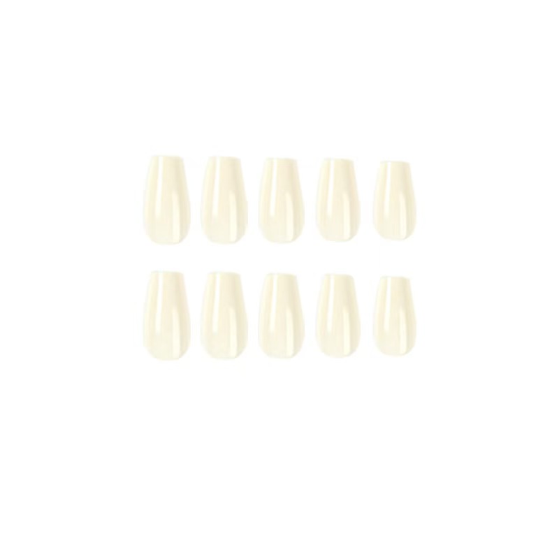 Cream White Short Ballet Nail Stickers - Armor Design for Professional Nail Art