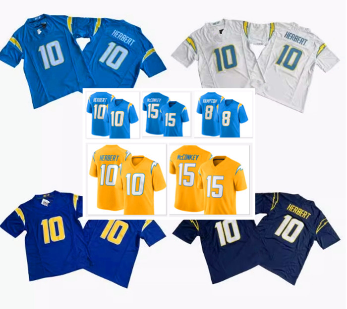 Charger Jersey LaDainian Tomson Junior Seau Justin Herbert Joey Bosa J.K. Dobbins Gus Edwards Johnston Derwin James Jr. Ladd McConkey Football Chargersjersey 336