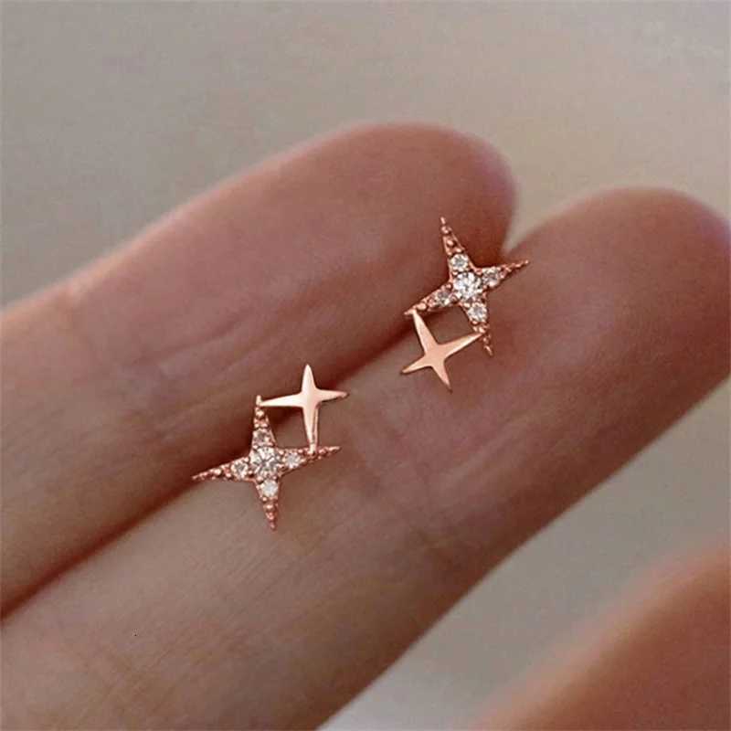 New Fashion Silver Color Stud Earrings Women Gift Banquet Asymmetry Cross Star Earrings Girls Jewelry Vintage Accessories Gifts XJ250718