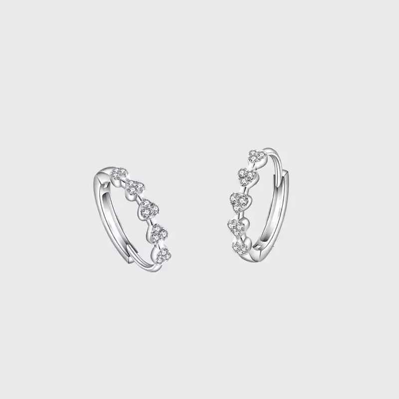 New Heart Hoop Earrings for Women Temperament Simple Inlaid for Women Wedding Silver Color Ear Shiny Zircon Jewelry Accessories XJ250718