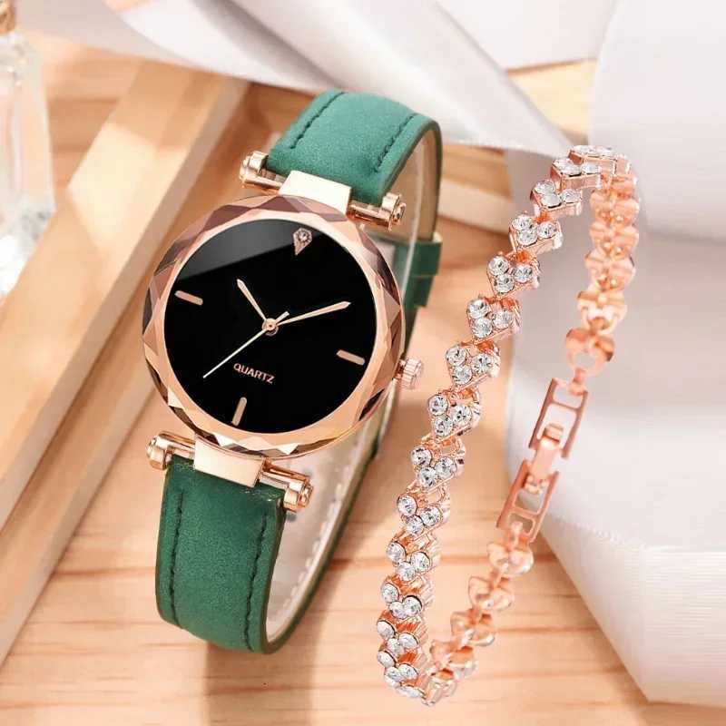 2PCS Set Luxury Watch Women Bracelet Rhinestone Fashion Wristwatch Female Casual Ladies Watches Bracelet Set Clock W250718