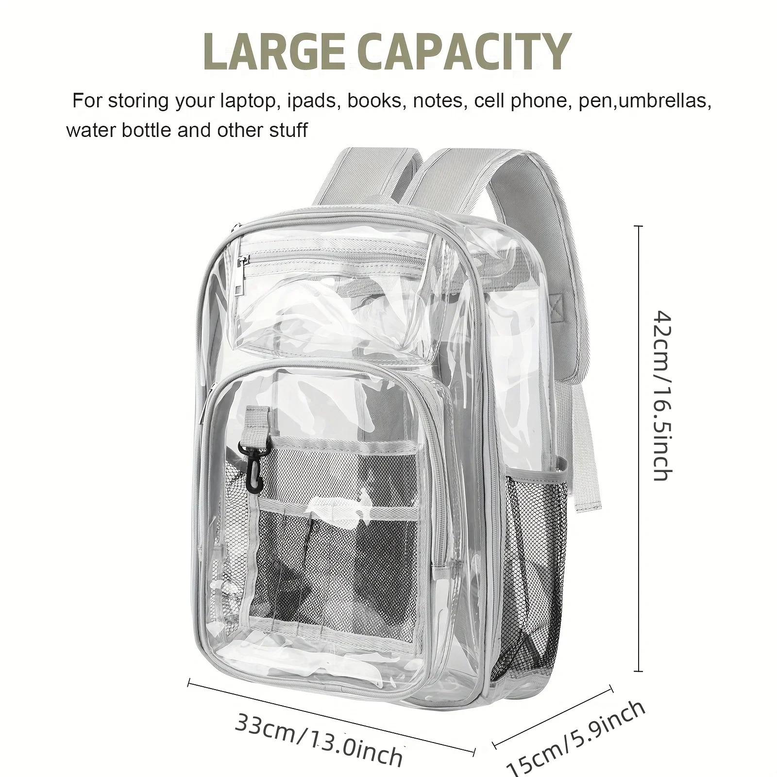 Large Heavy Duty Clear Backpack Transparent PVC School Stadium Tracel Multifunctional Waterproof Knapsack 250714