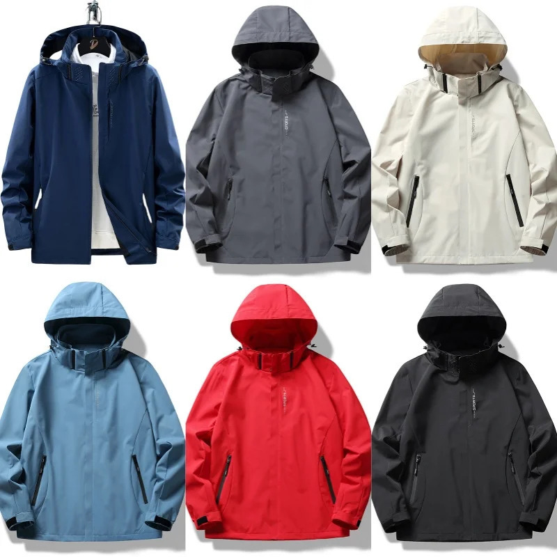 Outdoor Waterproof Windbreaker Mens Tactical Detachable Cap Camping Fishing Coat Spring plus size Casual Lightweight Jacket 250717