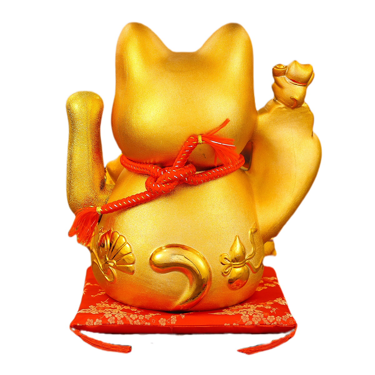 Wealthy Feline Sculpture: Robust Porcelain Kitty Figure w/ Automated Movement Ideal Housewarming Present Wealth-Symbolic Design for Home Decor