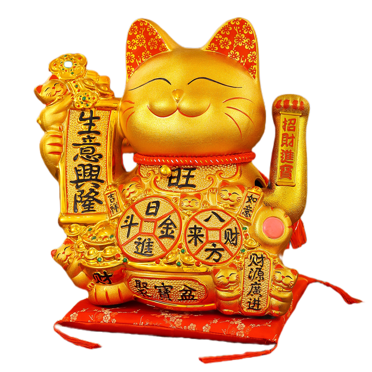 Ceramic Animated Cat Statue Contemporary Indoor Decoration with Good Fortune Theme symbolizes wealth