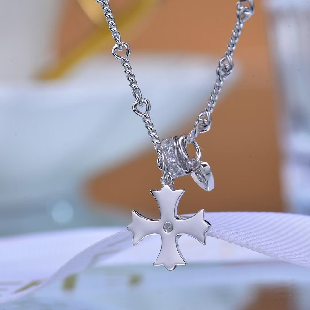 Lucky Cross Moissanite Pendant - Exquisitely Sparkling Lab - Grown Gem Jewelry, Symbol of Good Fortune