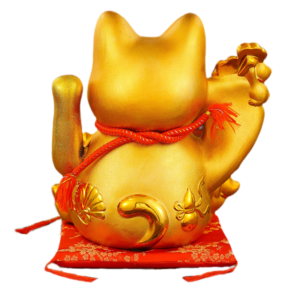 Ceramic Animated Cat Statue Contemporary Indoor Decoration with Good Fortune Theme symbolizes wealth