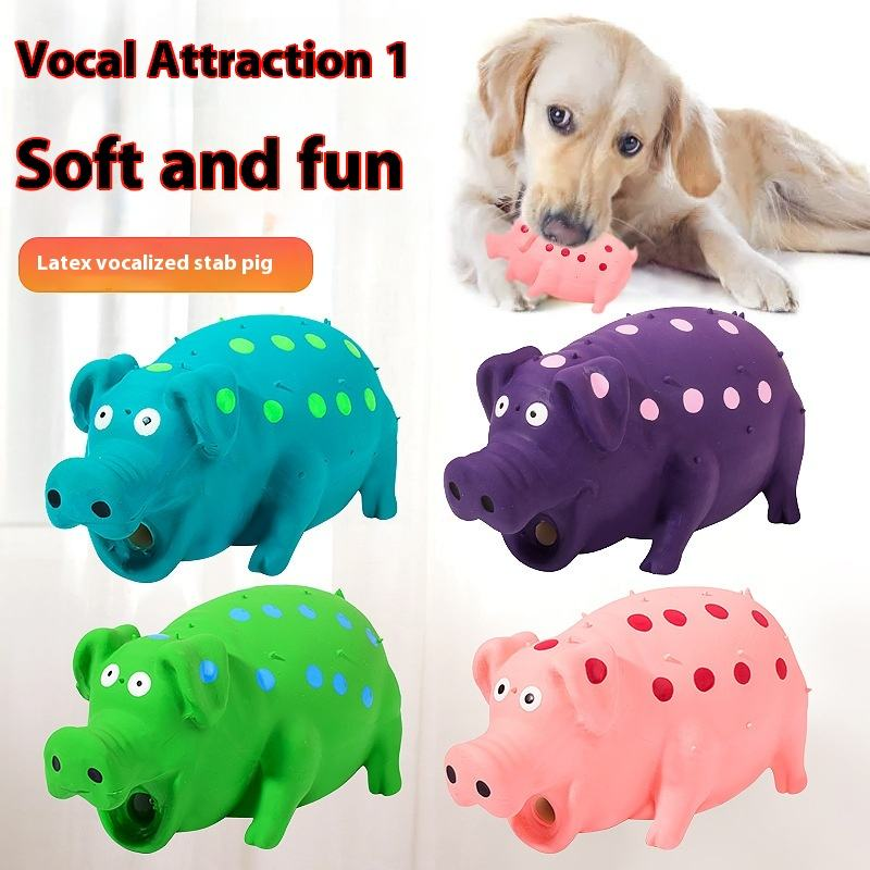 Rubber Pig Squeaky Dog Toy With a Oinks Sound Interactive Pig Dog Chew Toy Durable Latex Pet Toy 2pcs/Pack