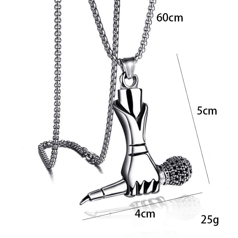 Korean Version of Personalized Microphone Pendant Necklace for Men and Women Hip-hop Street Hipphop Trendy Men Accessories