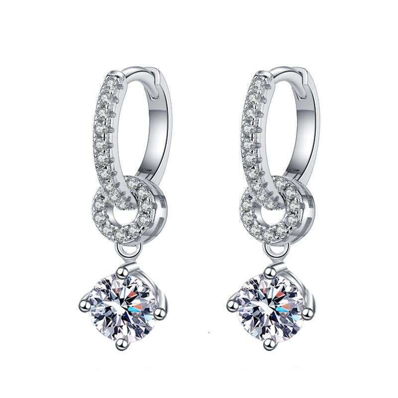 S Pure Sier One Pair Double Wear Stud Korean Style Full Dia 50 Points Moissanite Earrings for Women 27e