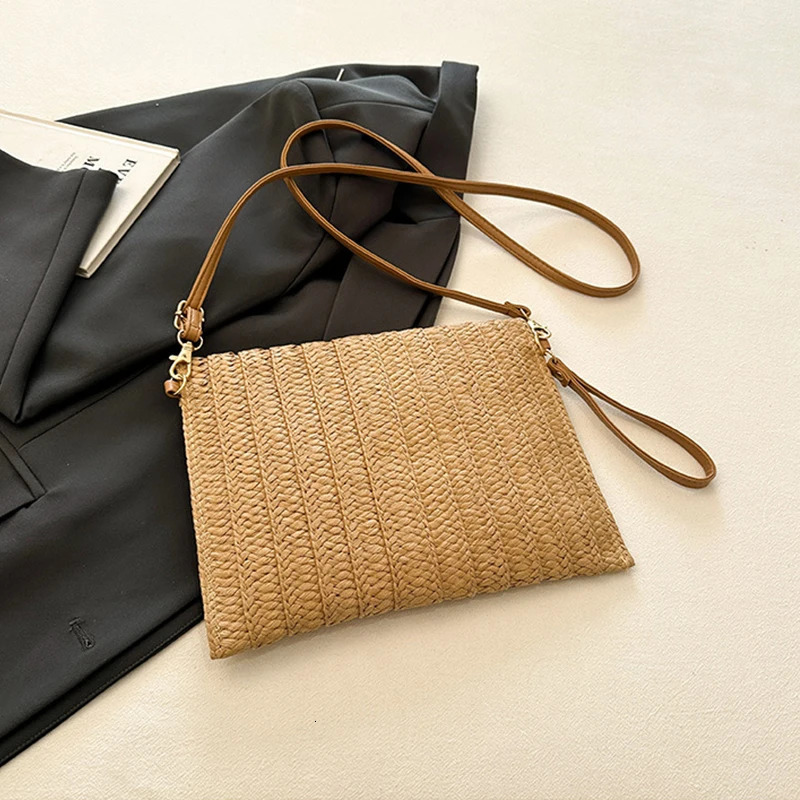 Summer Beach Straw Clutch Bag Cute Crossbody Bag for Women Travel Shoulder Bags Purse Ladies Casual Wicker Handbags 250717