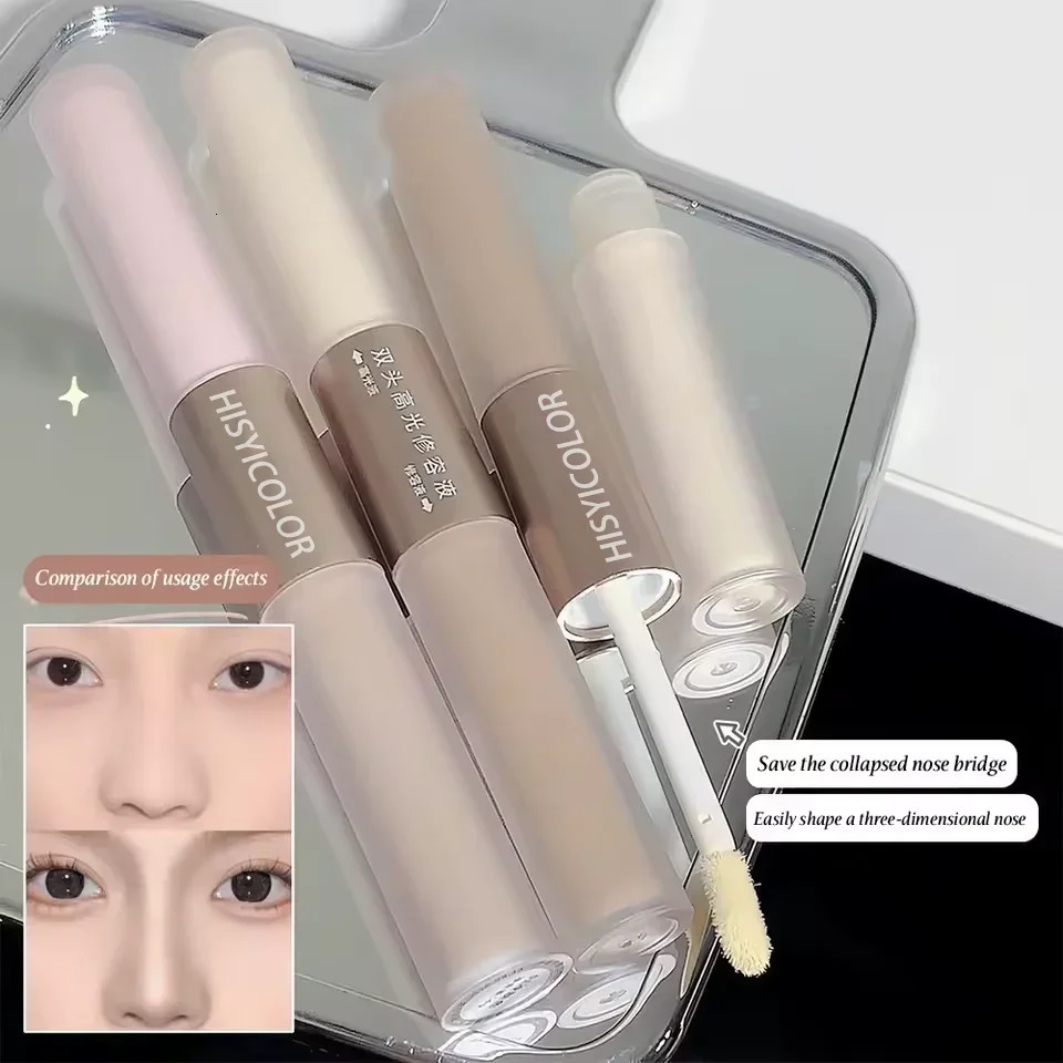 Dual-End Liquid Highlighter Pen Skin Brightening Contouring Stick Natural Contour Long-Lasting Waterproof 250717