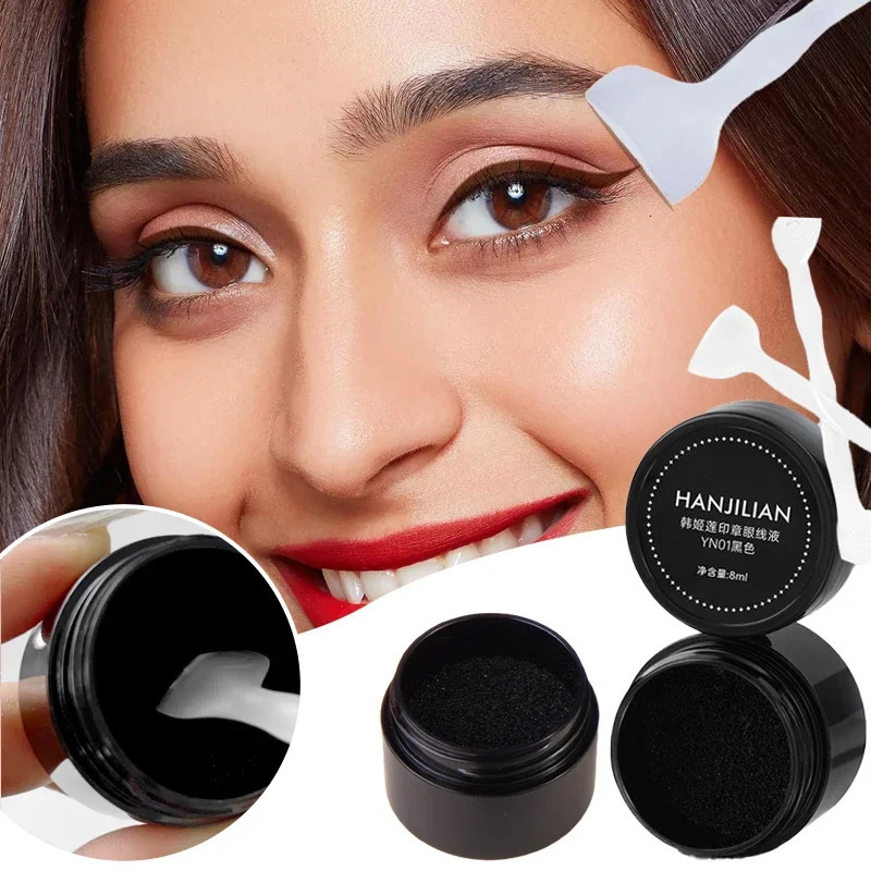 Waterproof Lower Eyelash Stamp Set Easy To Use Quick Dry Eye Liner Portable 0.01mm Tip Lower Lash Stamp With Ink 2 In 1 250717