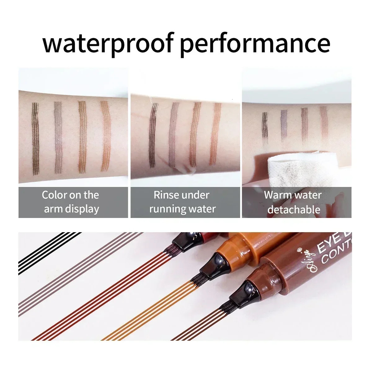 4-Tip Microblading Eyebrow Pencil Waterproof Smudge-Proof Natural Hair-Like Strokes for Fuller Brows 250712