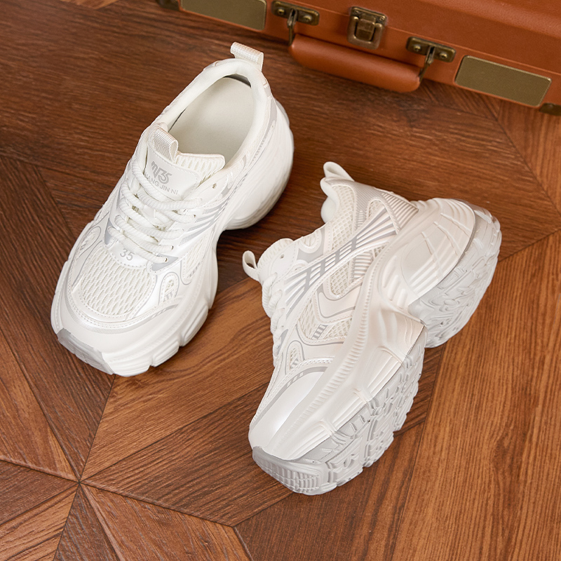 Dad Shoes Women 2025 Spring/Summer New Style Fashion Mesh Shoes Casual Sports Shoes Versatile Thick Bottom High-Heel Women's Shoes