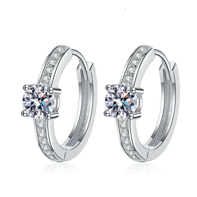 S Pure Sier French Style 50 Points High-end One Carat D Color Moissanite Stud Earrings e4b