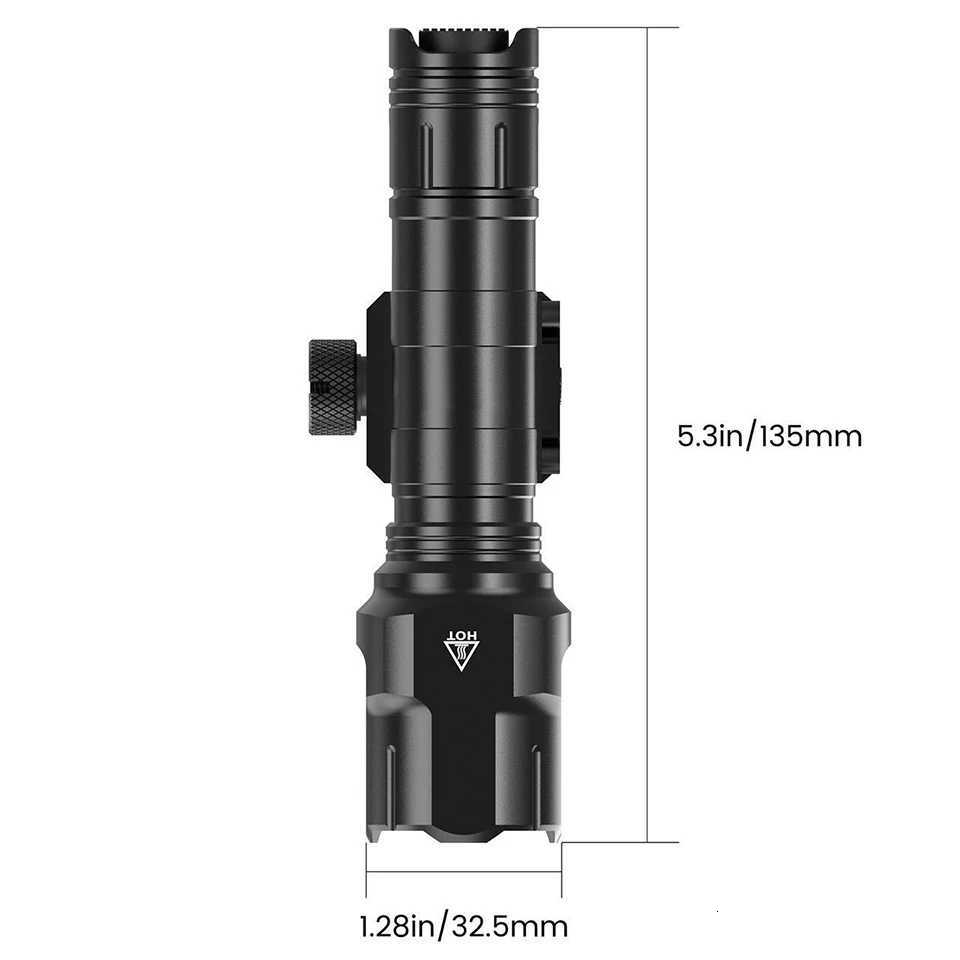 1200 Lumen Tactical Flashlight Matte Black Aluminum D Weapon Light with Mlok System Red Dot Red Switch for Picatinny Rail XJ250718