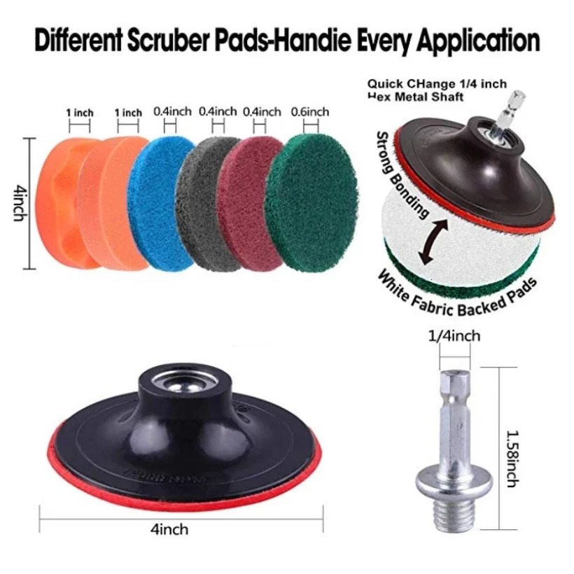 UNTIOR Electric Drill Brush Attachment Set Power Scrubber Brush Car Polisher Kitchen Bathroom Cleaning Kit Toilet Cleaning Tools 250714