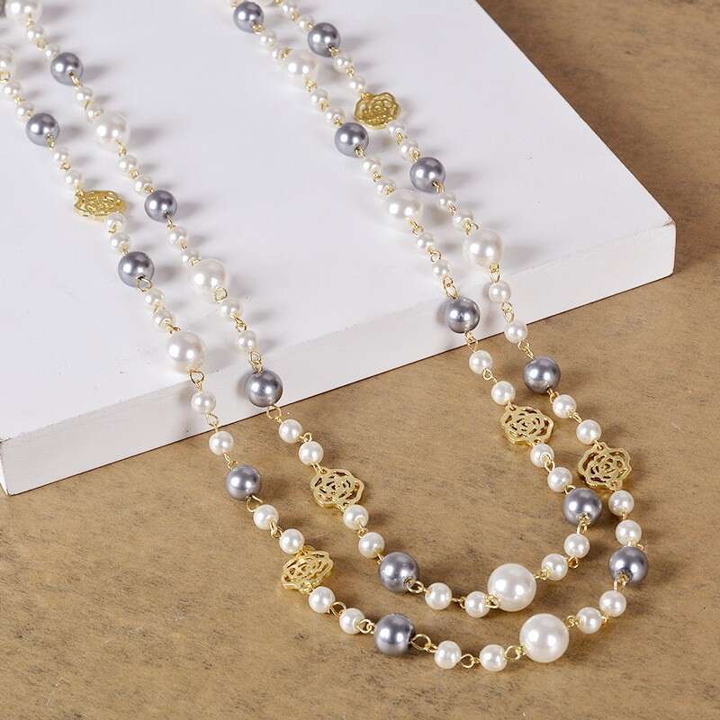 Light Autumn Winter Multi-layer Women's Sweater Chain Pearl Necklace Trendy Niche Accessories