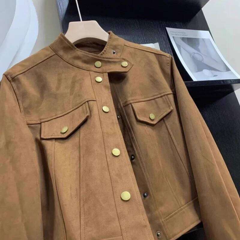 Stylish Deer Veet Jacket For Women Spring Autumn New Arrival Trendy Petite Feel Clip-On Top Short Outerwear