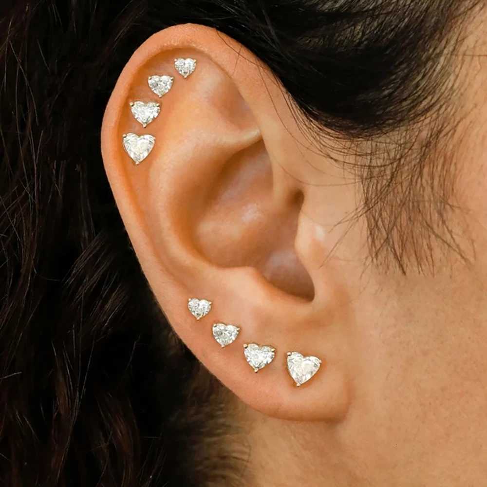 Various Sizes Crystals Earrings For Women Heart Clear Zircon Stud Earring for Female Male Ear Accessories Earing Jewelry E342 XJ250718