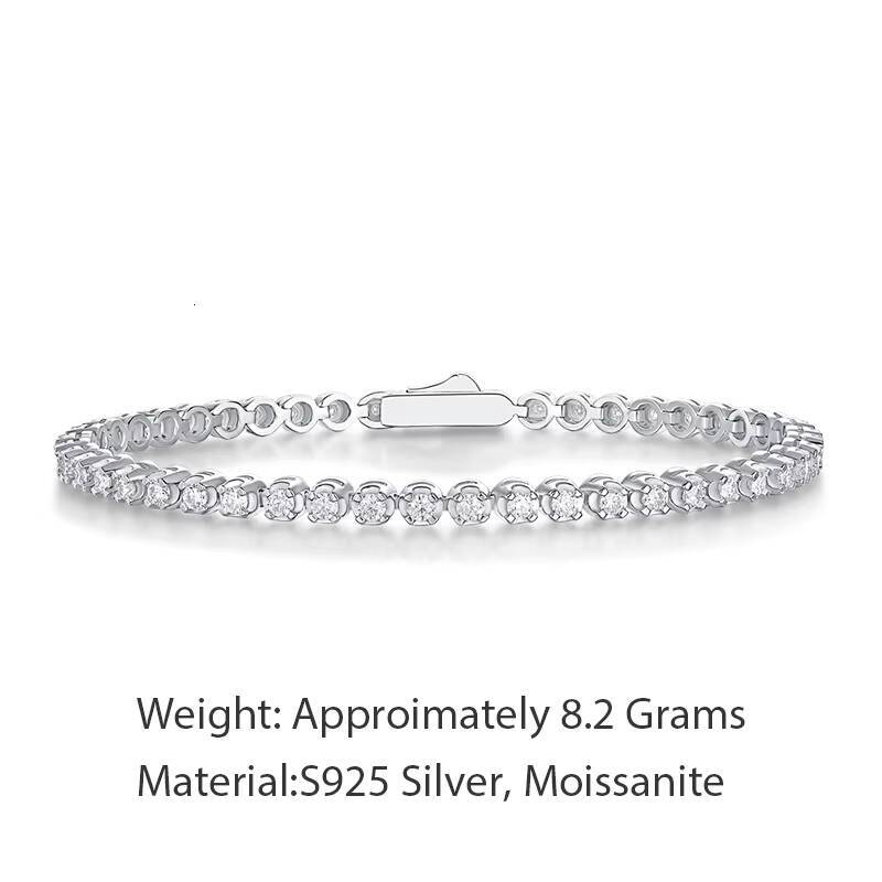 Simple Fine Jewelry S925 Sterling Silver Moissanite Diamond Tennis Chain Bracelet Women Jewelry Bracelet