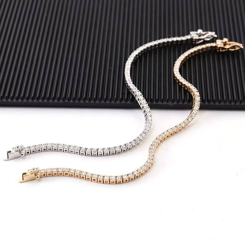 Moissanite Diamond Tennis Bracelet 10K 14K 18K 24K Gold Moissanite Chain Custom Jewelry for Women