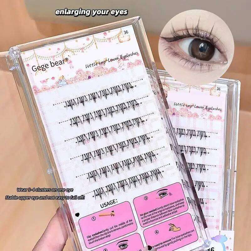 Gege Bear Glue-Free False Eyelashes, 6mm Lightweight Natural Curling, Easy to Apply Segmented Self-Adhesive Lower Eyelashes X250719