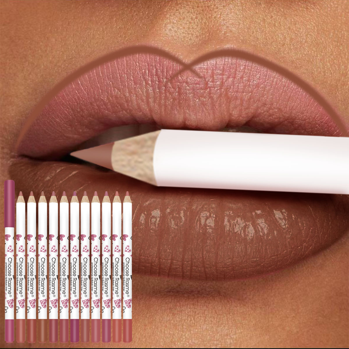 Choose Rasme 12PCS Heart-Shaped Lip Liner Set - Waterproof Matte Lip Pencils, Cute Love Design Long Lasting Lipstick Outline Makeup Kit