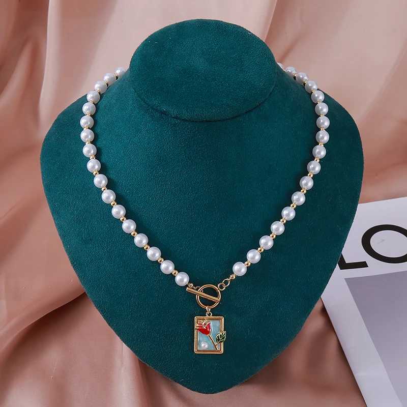 Pearl Choker Rose Flower Necklace For Wen Stainss Steel Peony Plum Bloss Pendant Collaone Chain Trend Wedding Jewelry W250718
