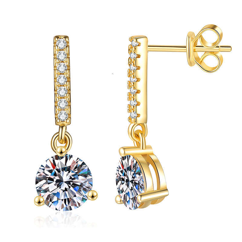 Moissanite 2 Carat S Sterling Sier for Women Tassel Three-Claw Fashion High-End Earrings 7a5