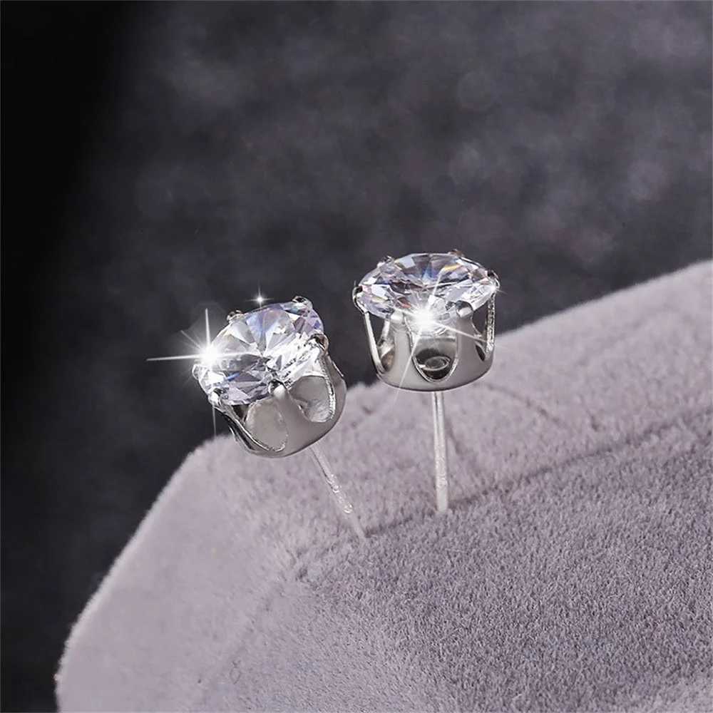 Mens Zircon Silver Color Stud Earrings Hip Hop Rhinestone Earrings for Women Mens Street Jewelry Elegant Fashion Accessories XJ250718