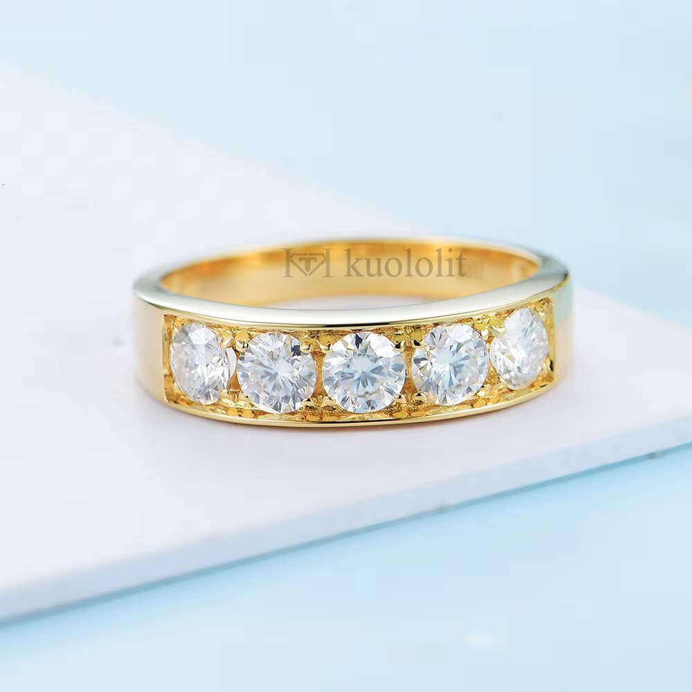 Natural Moissanite 18K 14K 10K Yellow Gold Rings for Women Solitaire Jewelry for Wedding Engagement Round Cut Moissanite