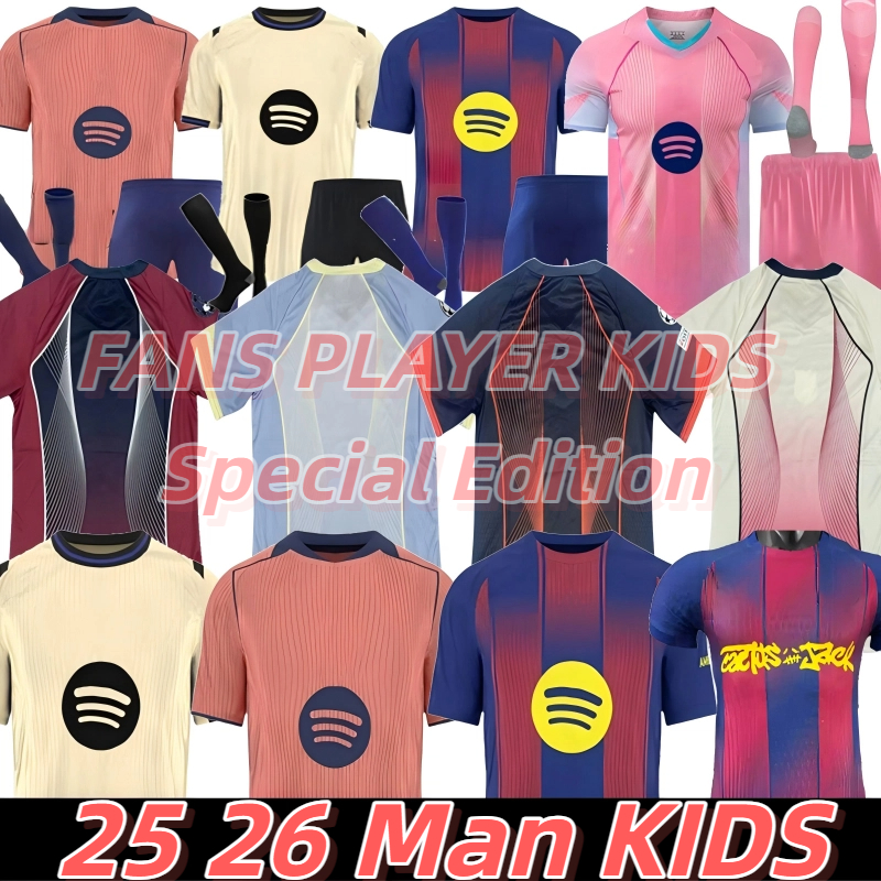 2025 Barcel soccer jerseys Camiseta Edition sets barcalona Travis 25 26 LAMINE YAMAL LEWANDOWSKI men kids away black football shirts kit FERRAN GAVI F.DE JONG jersey
